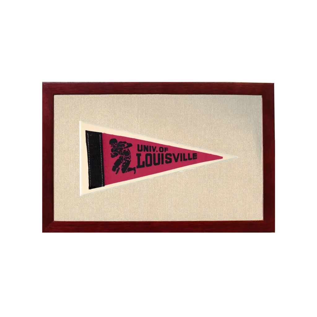 Vintage University of Louisville Pennant | 1950s Wool Felt Pennant Framed Display | vintageantiquesgifts.com