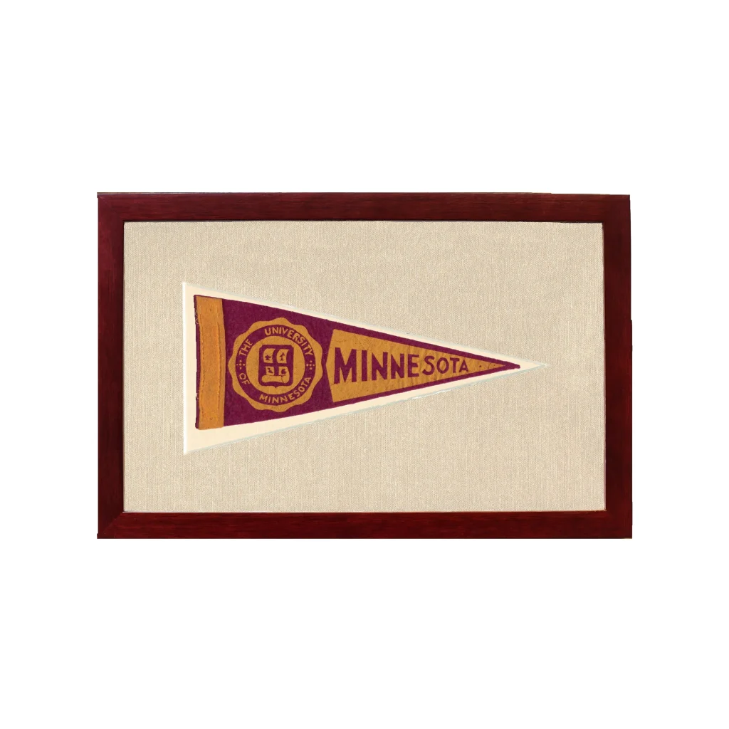 Vintage University of Minnesota Pennant | 1950s Wool Felt Pennant Framed Display | vintageantiquesgifts.com