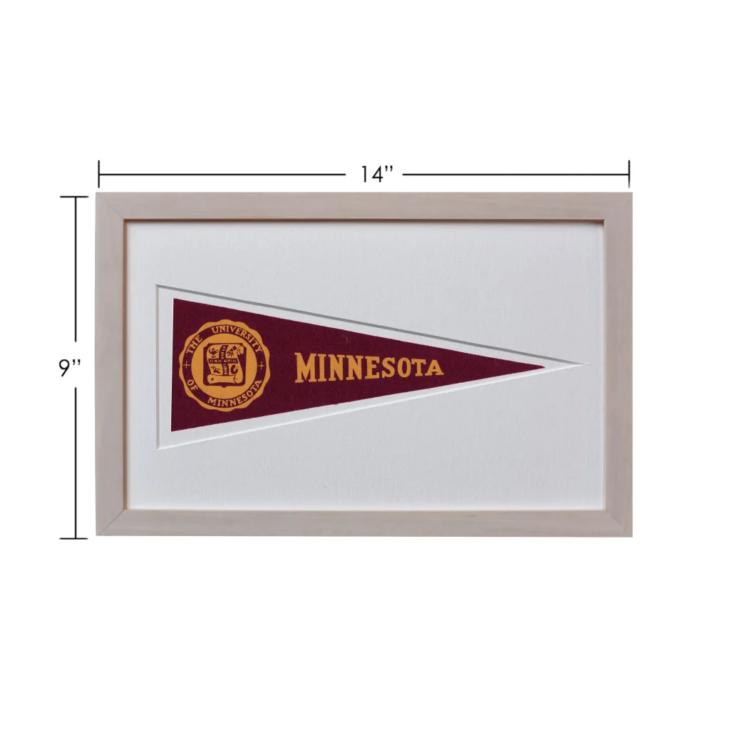 Vintage University of Minnesota wool felt pennant, 1950s maroon gold flag with seal