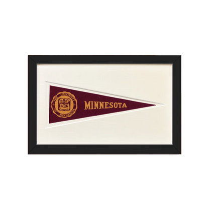 Vintage University of Minnesota wool felt pennant in maroon and gold