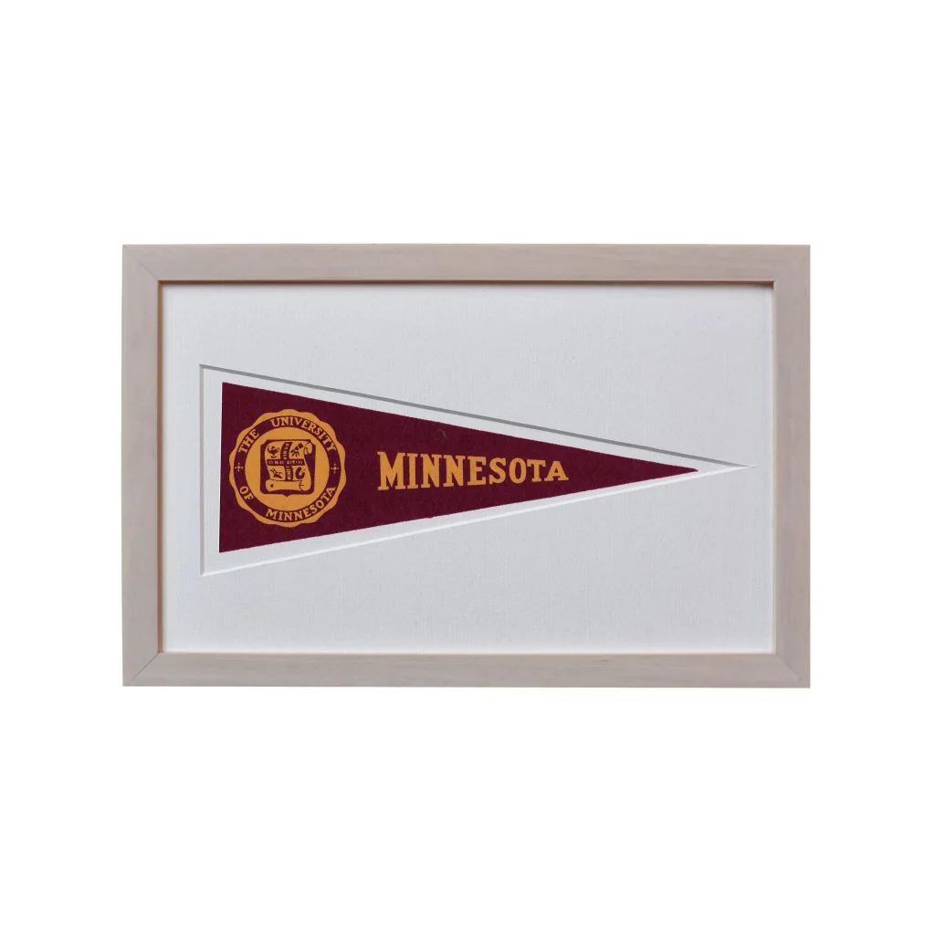 Vintage University of Minnesota wool felt pennant, 1950s maroon and gold