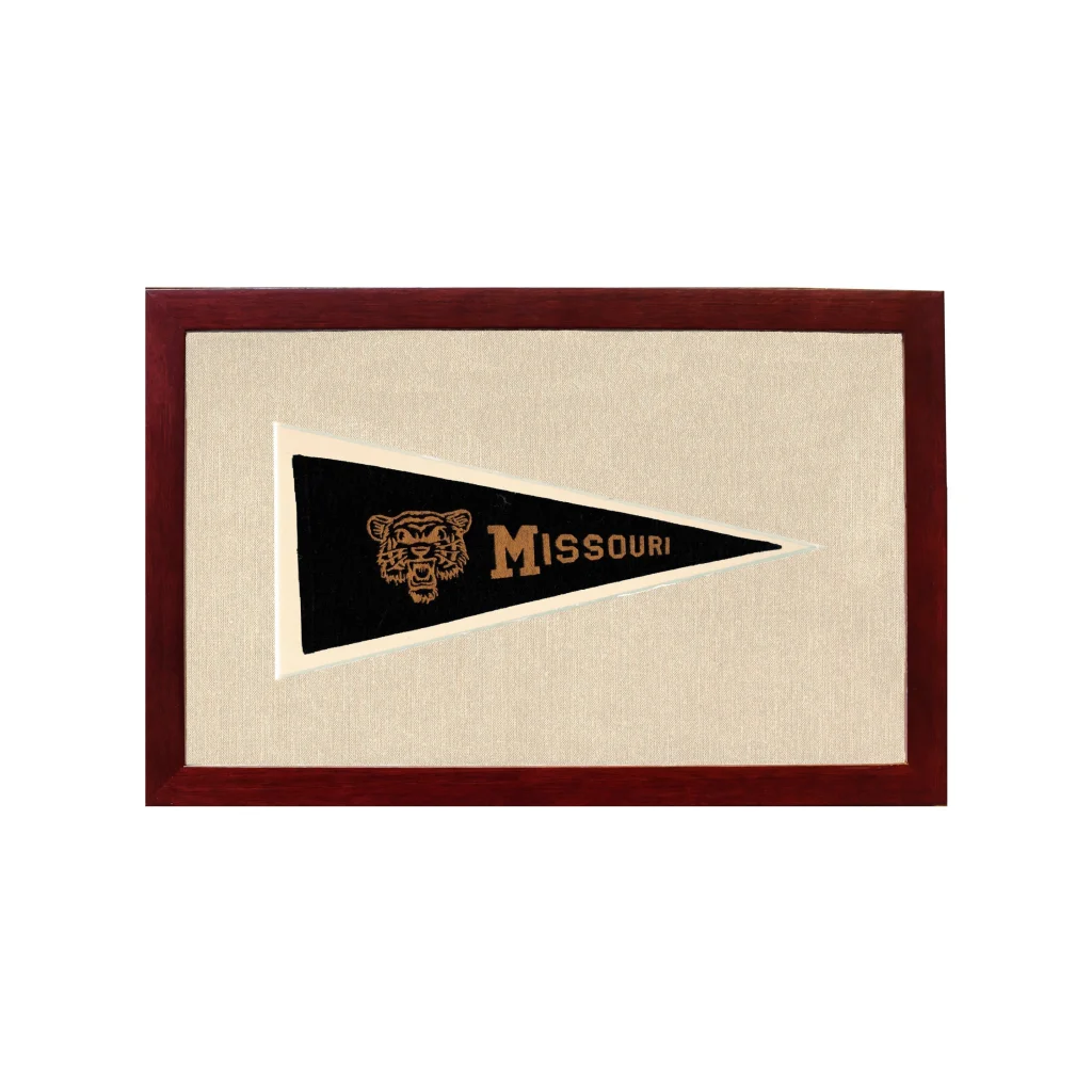Vintage University of Missouri Pennant | 1950s Wool Felt Pennant Framed Display | vintageantiquesgifts.com