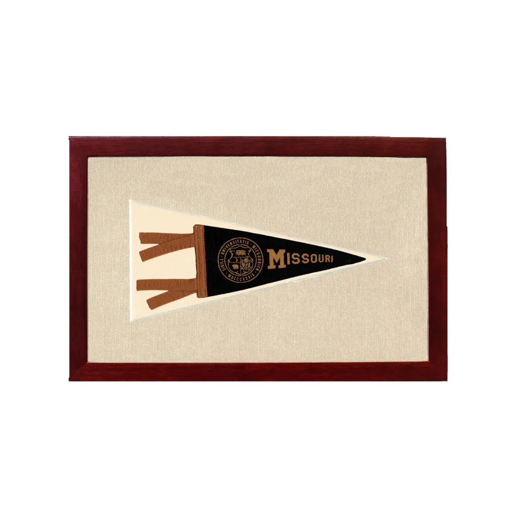 Vintage University of Missouri Pennant | 1950s Wool Felt Pennant Framed Display | vintageantiquesgifts.com