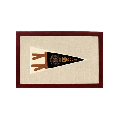 Vintage University of Missouri Pennant | 1950s Wool Felt Pennant Framed Display | vintageantiquesgifts.com