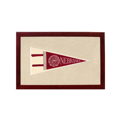 Vintage University of Nebraska Pennant | 1950s Wool Felt Pennant Framed Display | vintageantiquesgifts.com