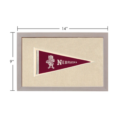 Vintage University of Nebraska pennant in maroon with white embroidered mascot