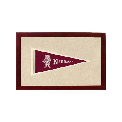 Vintage University of Nebraska Pennant | 1950s Wool Felt Pennant Framed Display | vintageantiquesgifts.com