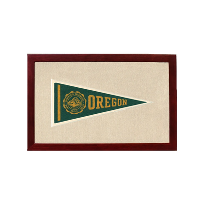 Vintage University of Oregon Pennant | 1950s Wool Felt Pennant Framed Display | vintageantiquesgifts.com