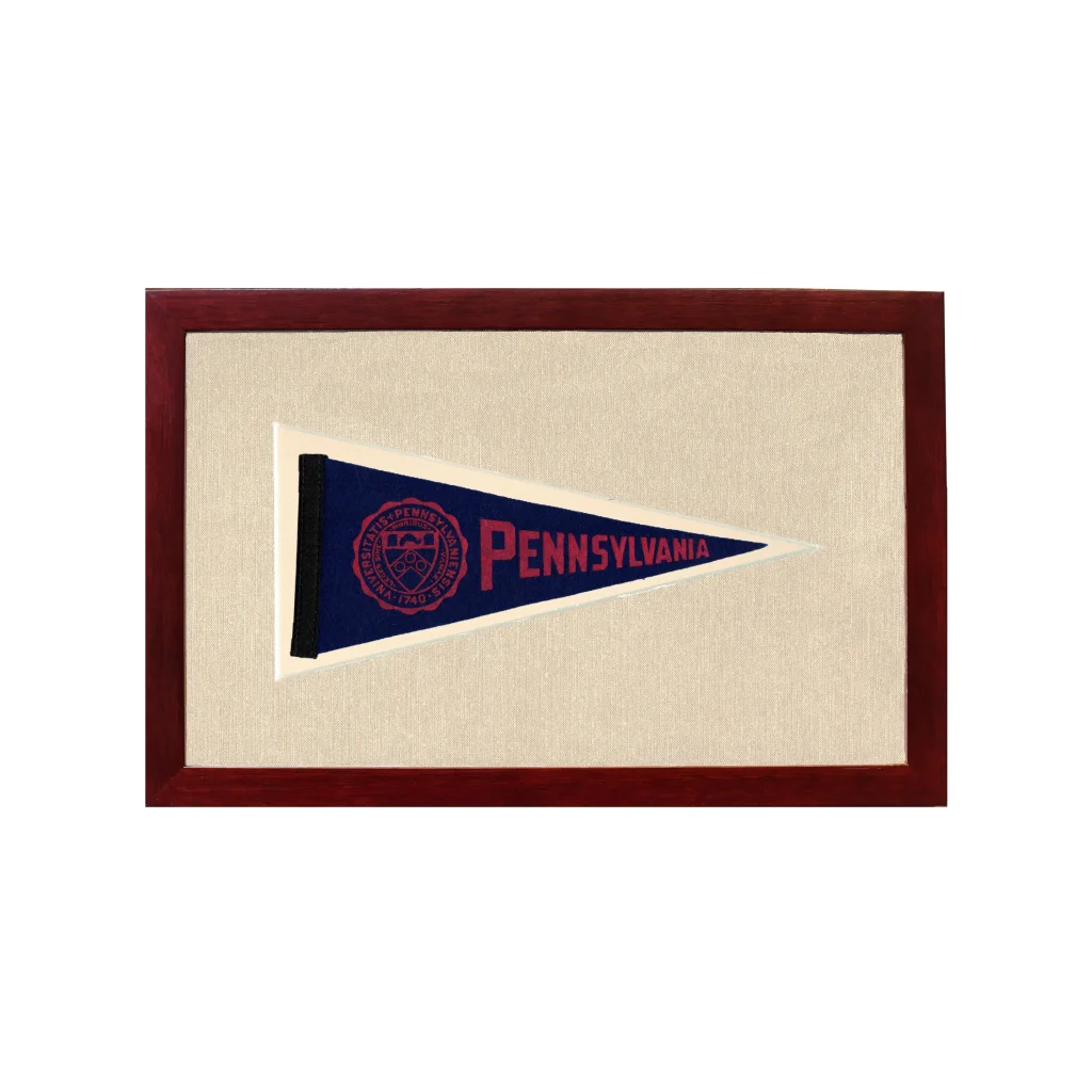 Vintage University of Pennsylvania Pennant | 1950s Wool Felt Pennant Framed Display | vintageantiquesgifts.com