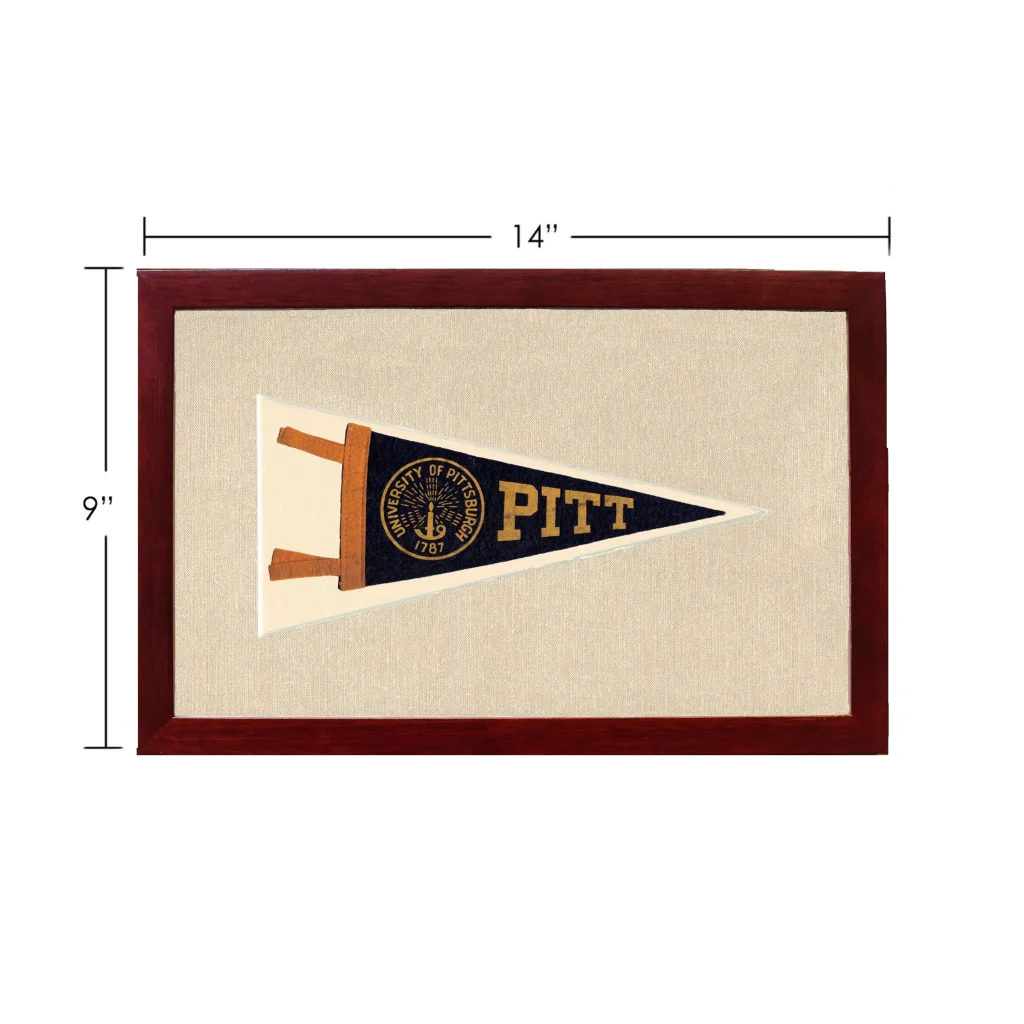 Vintage University of Pittsburgh pennant in navy blue and gold