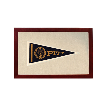 Vintage University of Pittsburgh Pennant | 1950s Wool Felt Pennant Framed Display | vintageantiquesgifts.com