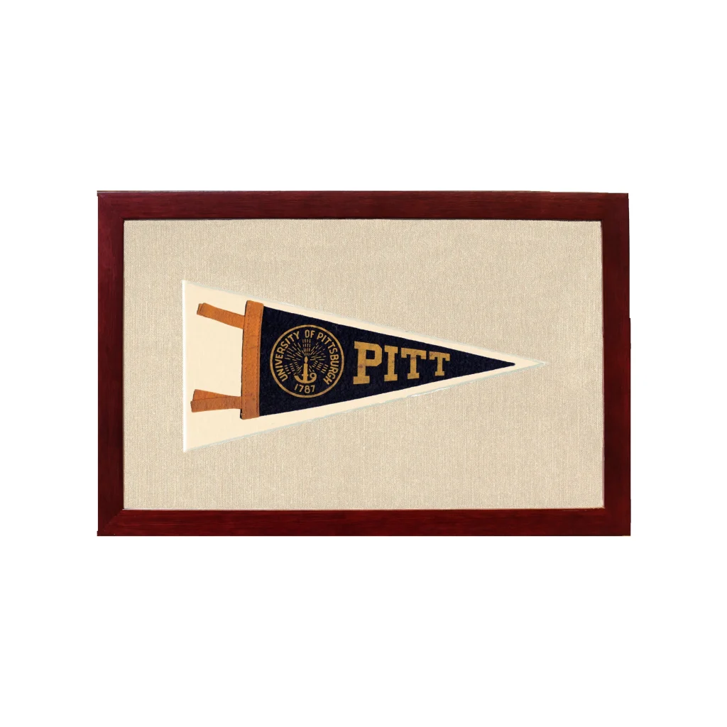 Vintage University of Pittsburgh pennant in navy blue and gold
