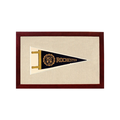 Vintage University of Rochester Pennant | 1950s Wool Felt Pennant Framed Display | vintageantiquesgifts.com