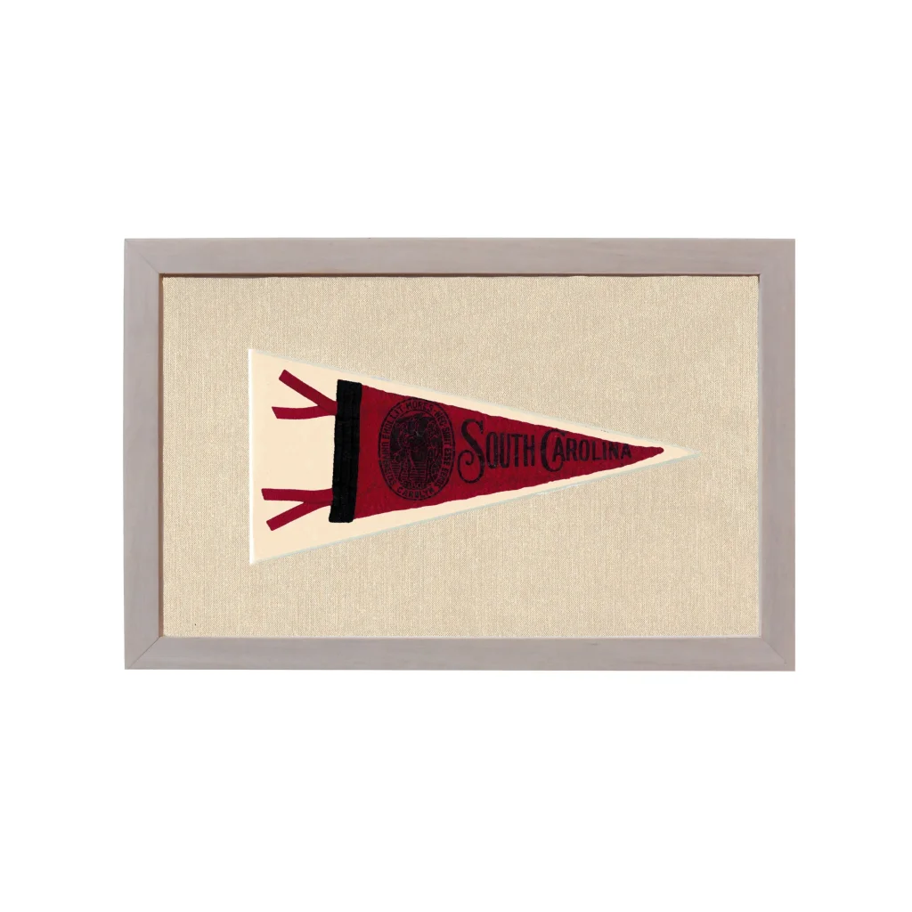 Vintage University of South Carolina pennant in maroon and cream