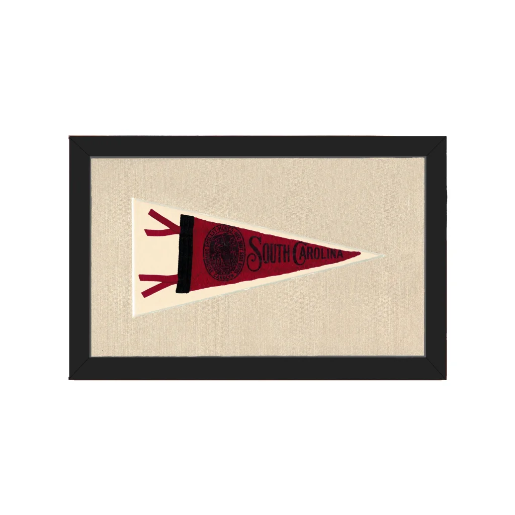 Vintage University of South Carolina pennant in maroon and cream