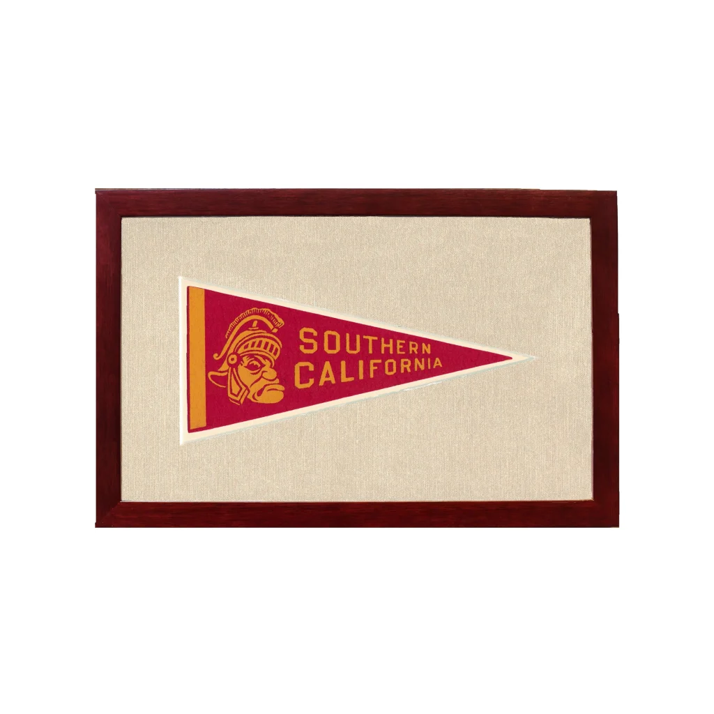 Vintage University of Southern California Pennant | 1950s Wool Felt Pennant Framed Display | vintageantiquesgifts.com