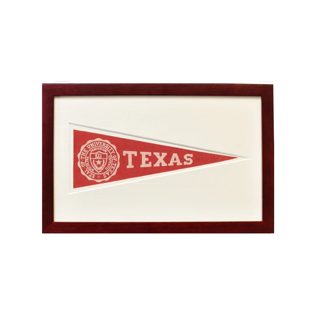 Vintage University of Texas 1950s wool felt red and white pennant flag