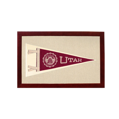 Vintage University of Utah Pennant | 1950s Wool Felt Pennant Framed Display | vintageantiquesgifts.com
