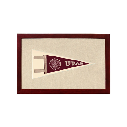 Vintage University of Utah Pennant | 1950s Wool Felt Pennant Framed Display | vintageantiquesgifts.com