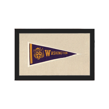 Vintage University of Washington pennant with purple wolf design