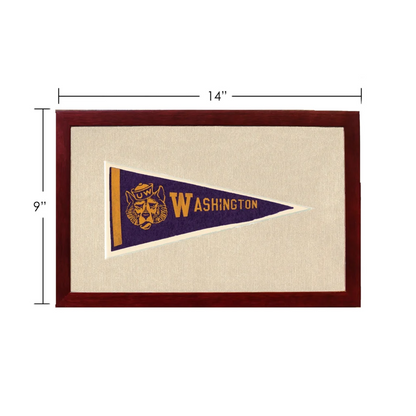 Vintage University of Washington pennant with purple gold wolf design