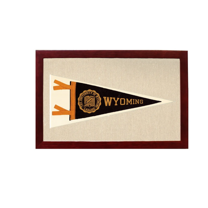 Vintage University of Wyoming Pennant | 1950s Wool Felt Pennant Framed Display | vintageantiquesgifts.com