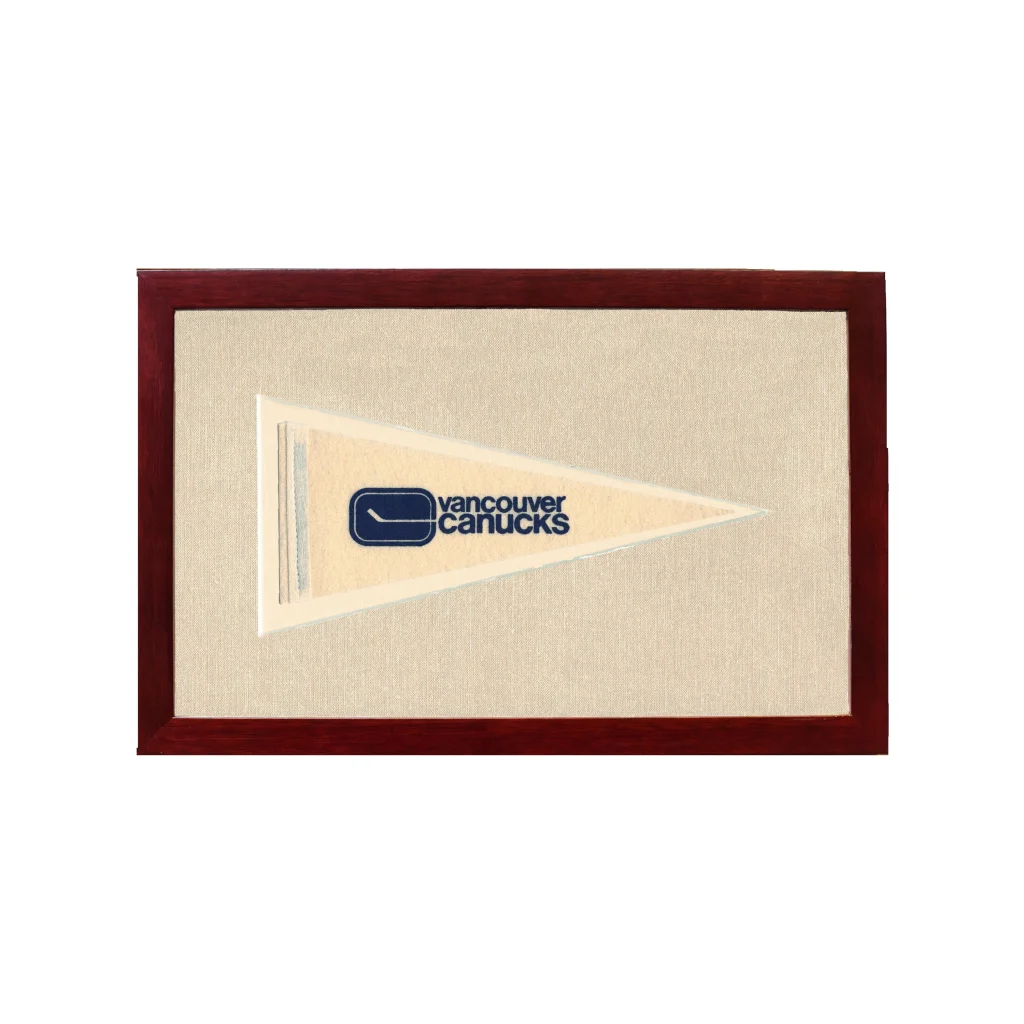Vintage Vancouver Canucks Pennant | 1950s Wool Felt Pennant Framed Display | vintageantiquesgifts.com