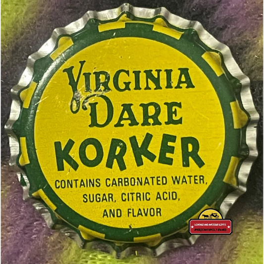 Vintage Virginia Dare Korker Bottle Cap New Bedford Ma Brooklyn Ny 1960s Advertisements Antique and Caps Rare Cap: