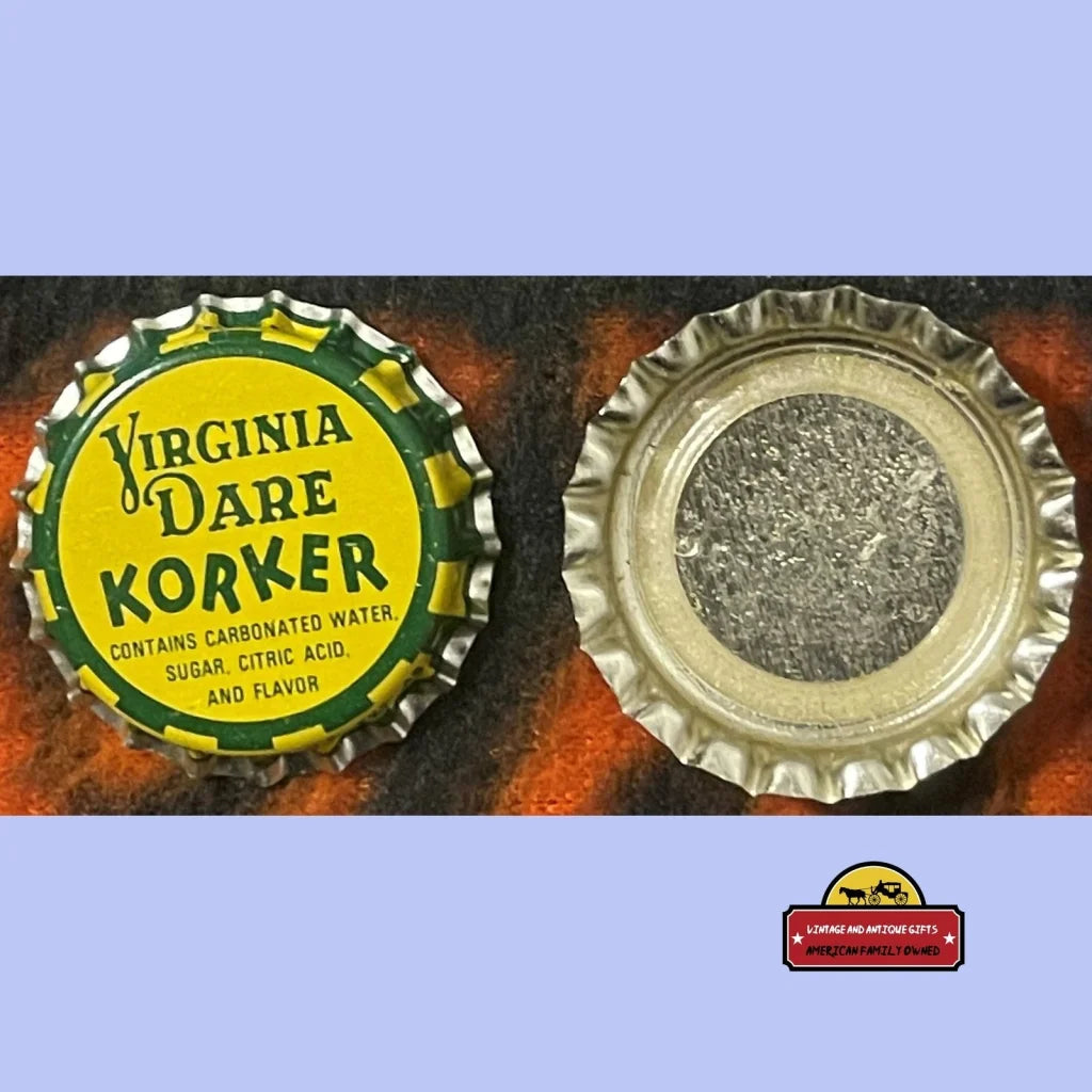 Vintage Virginia Dare Korker Bottle Cap New Bedford Ma Brooklyn Ny 1960s Advertisements and Antique Gifts Home page