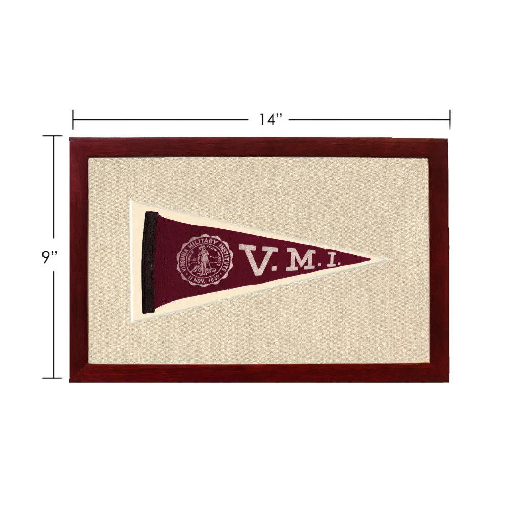 Vintage Virginia Military Institute pennant in maroon and cream