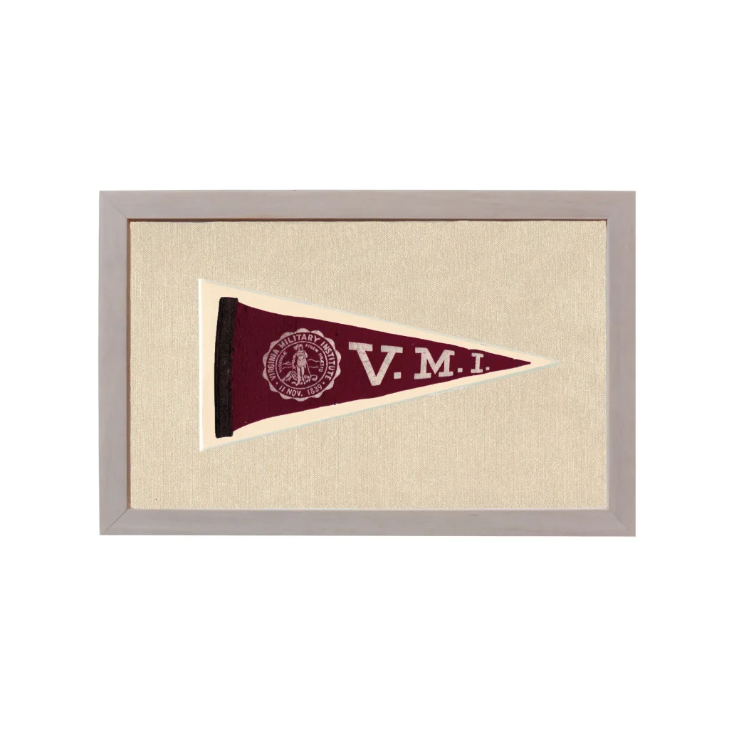 Vintage Virginia Military Institute pennant in maroon and cream