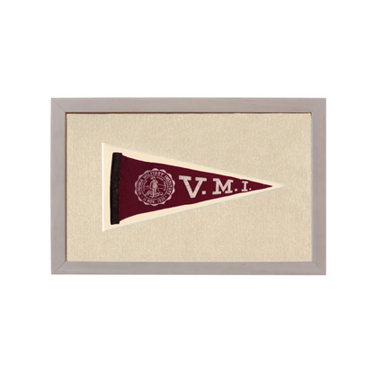 Vintage Virginia Military Institute pennant in maroon and cream