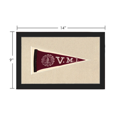Vintage Virginia Military Institute pennant with maroon and cream V.M.I