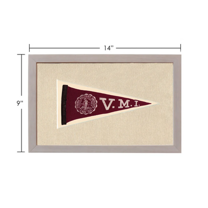 Vintage Virginia Military Institute pennant in maroon and cream V.M.I