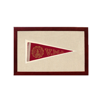 Vintage Virginia Military Institute maroon and gold pennant