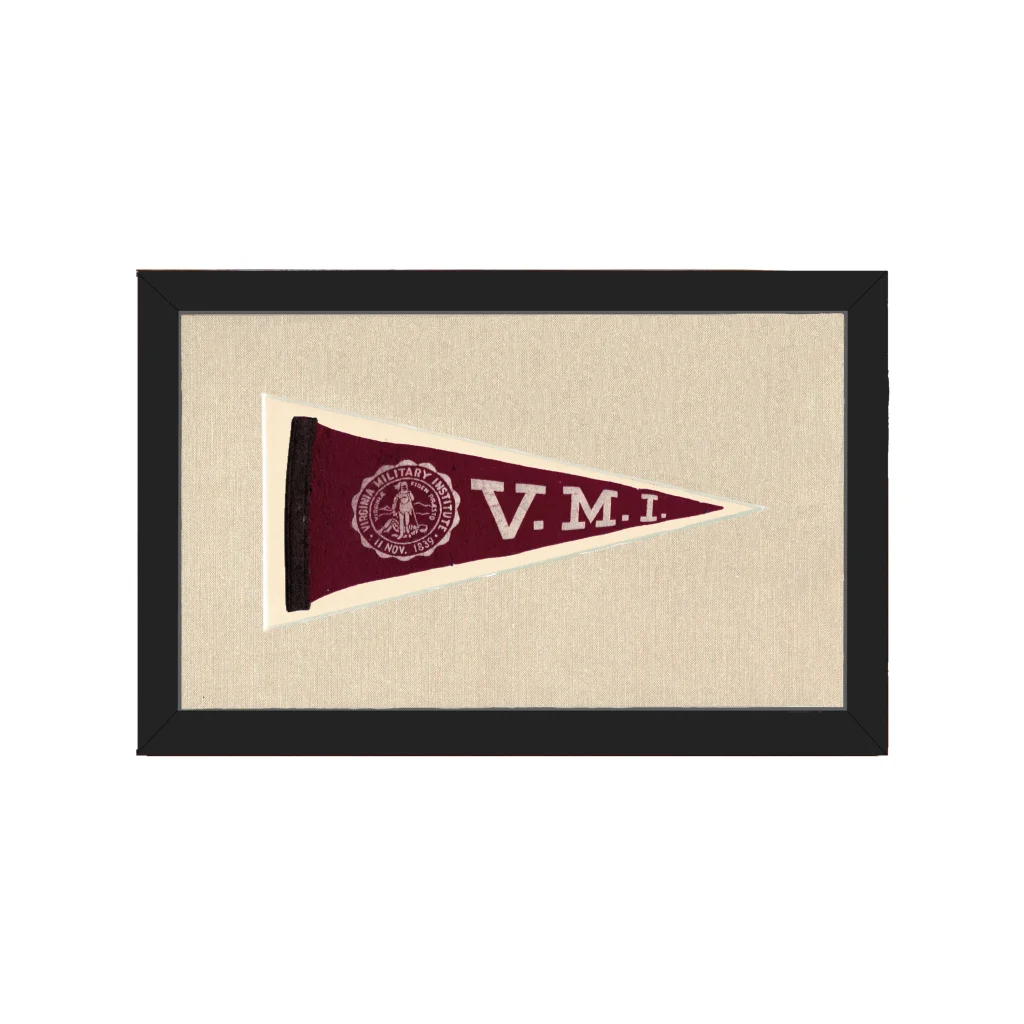 Vintage Virginia Military Institute pennant with maroon and white V.M.I