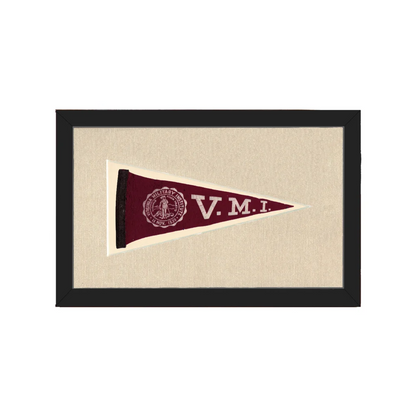 Vintage Virginia Military Institute pennant with maroon and white V.M.I