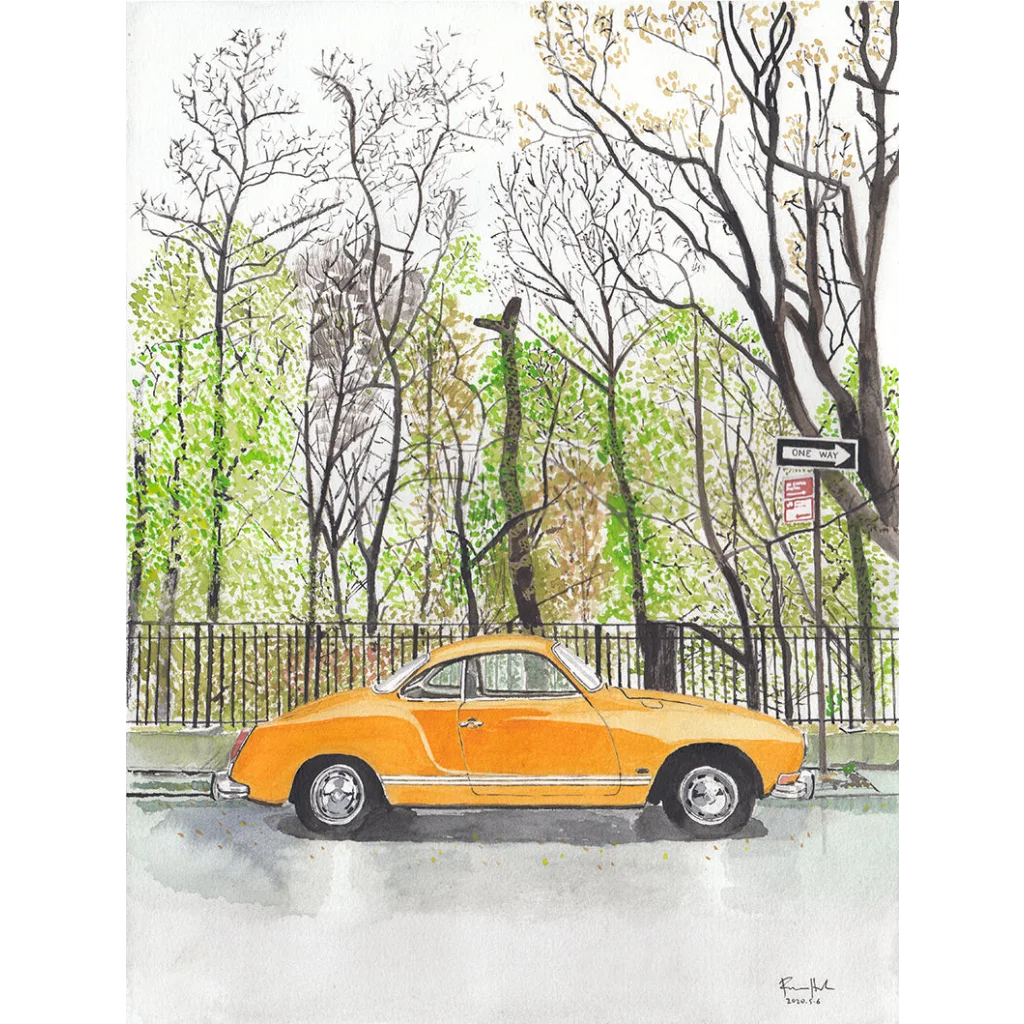 Vintage 1960s Volkswagen Karmann Ghia convertible wall art print