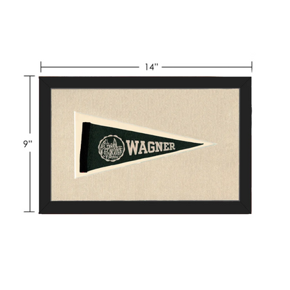 Vintage Wagner College pennant in dark green with white lettering