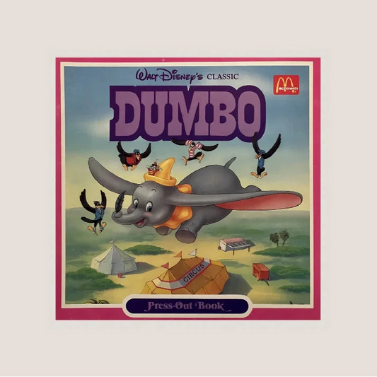 Vintage Walt Disney Dumbo press book collectible from 1987, perfect to buy vintage memorabilia