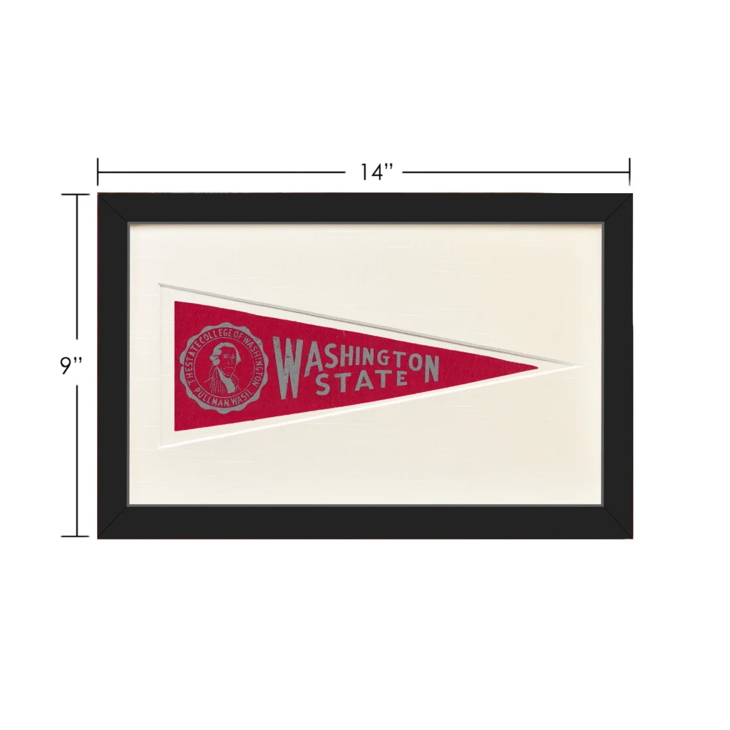 Vintage Washington State 1950s pennant flag with red design