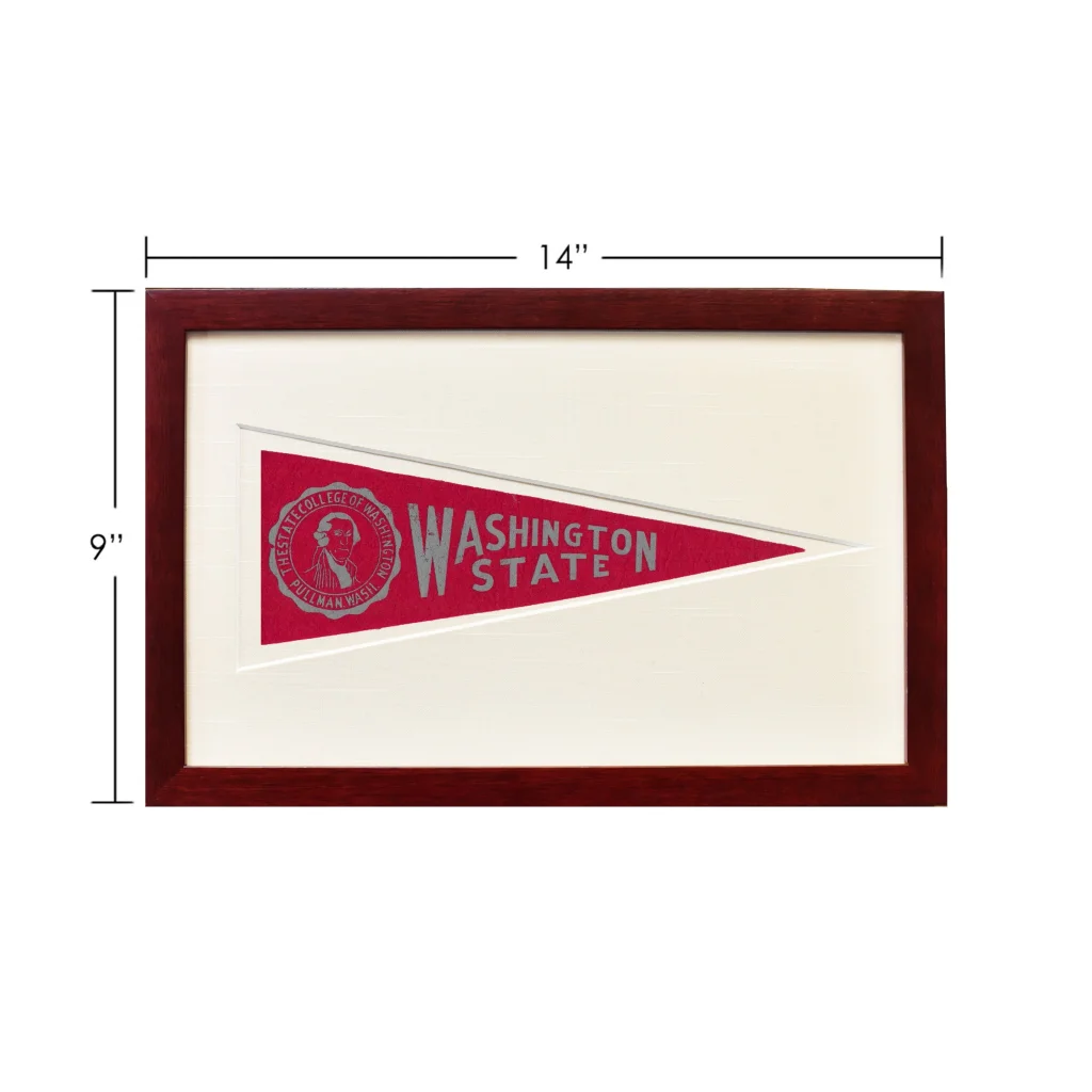 Vintage Washington State 1950s pennant flag with red pennant and white emblem