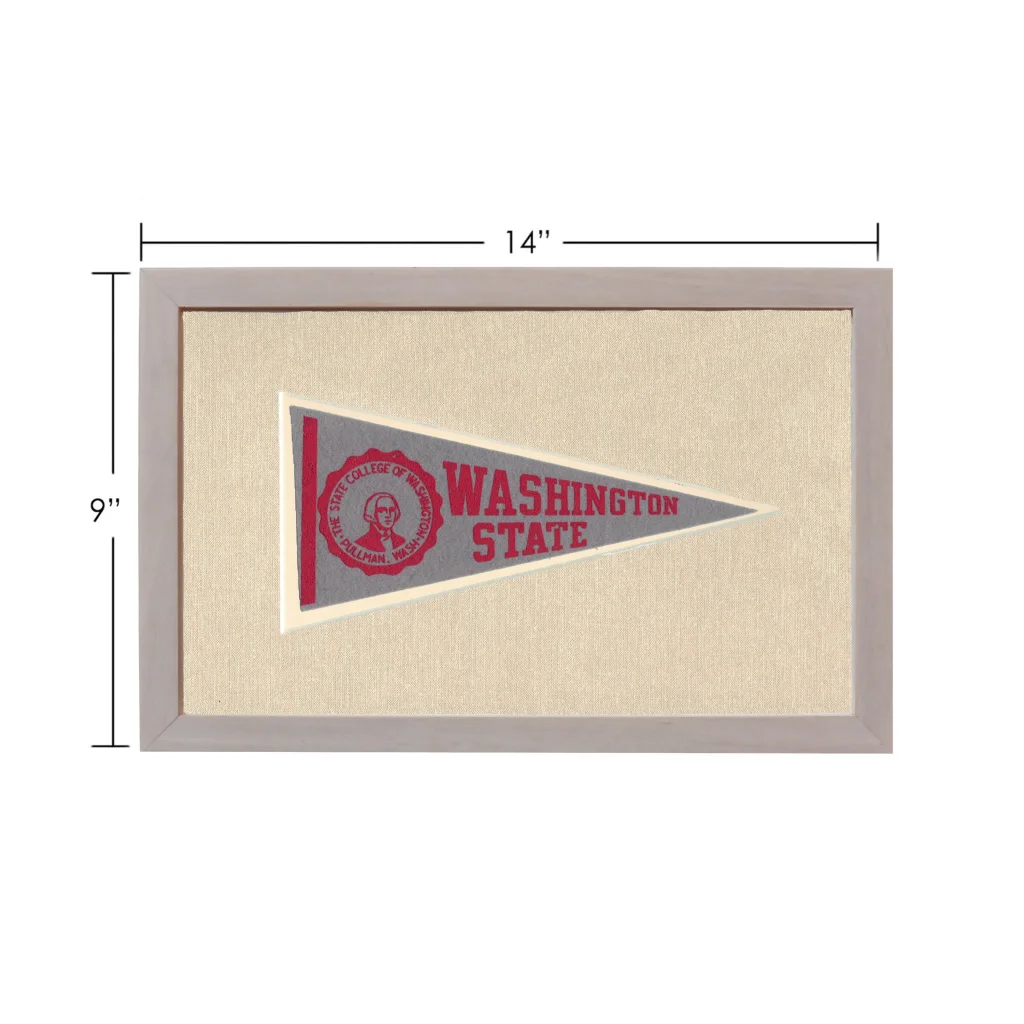 Vintage Washington State University pennant in gray frame