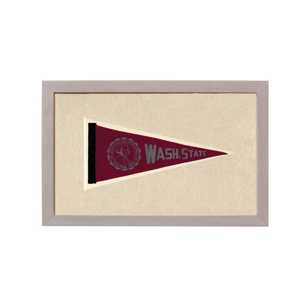 Vintage Washington State University Pennant | 1950s Wool Felt Pennant Framed Display | vintageantiquesgifts.com