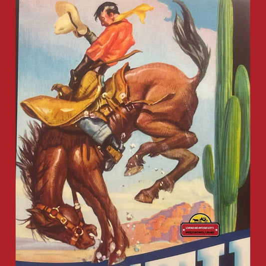 Vintage Westie Crate Label 1950s Mesa Az Bucking Bronco Cowboy Advertisements and Antique Gifts Home page Authentic