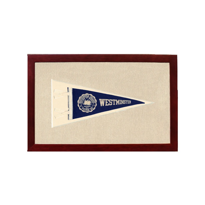 Vintage Westminster College Pennant | 1950s Wool Felt Pennant Framed Display | vintageantiquesgifts.com