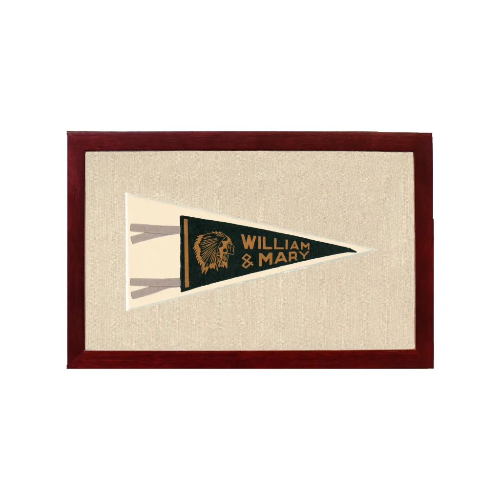 Vintage William and Mary College pennant with gold chief head