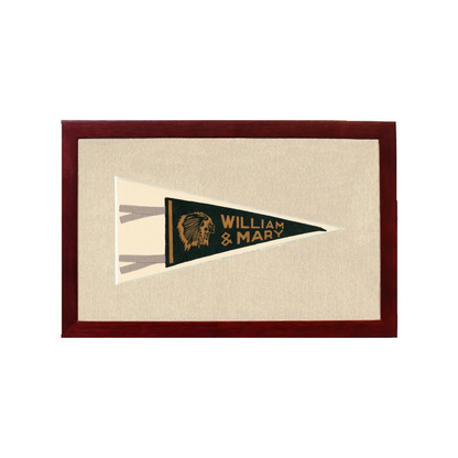 Vintage William and Mary College pennant with gold chief head