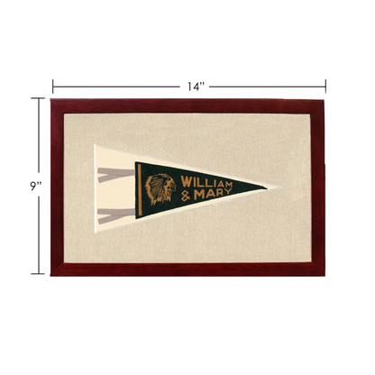 Vintage William & Mary College pennant in mahogany frame