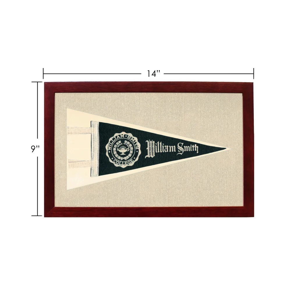Vintage William Smith College Pennant | 1950s Wool Felt Pennant Framed Display | vintageantiquesgifts.com